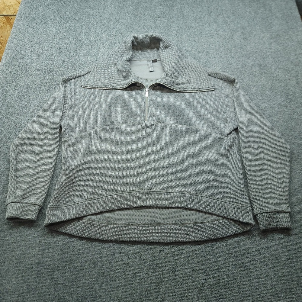 Sweaty Betty Restful Quarter Zip Pullover Grey Textured Knit Sweatshirt SB8089 8